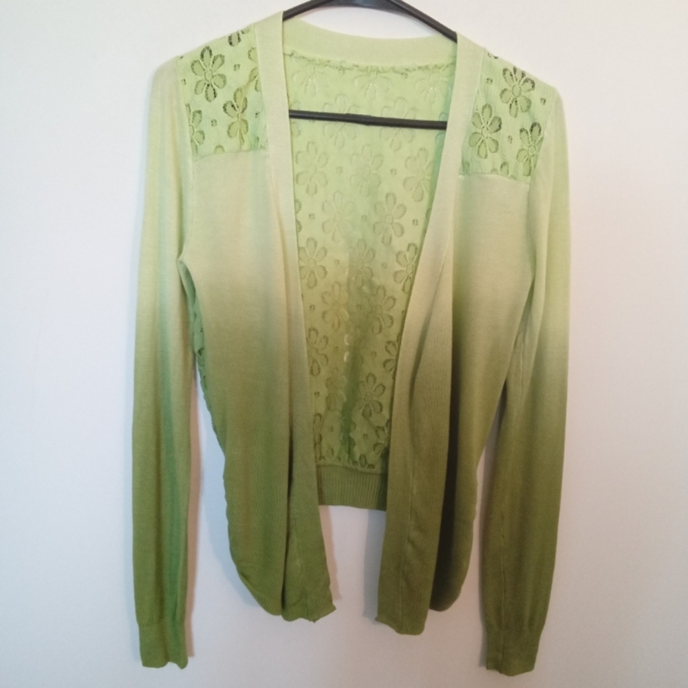 Hombre Open Waterfall Front Cardigan with Lace Back